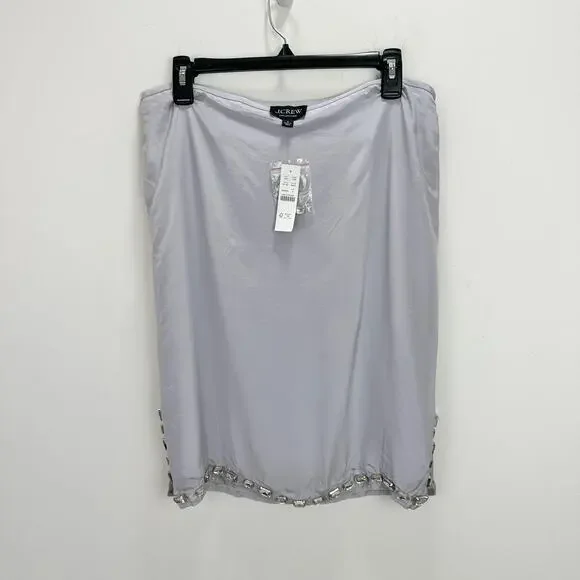 J.Crew Collection Knee Length Organza Slip Skirt Jewels Misty Grey US 8 NWT - Picture 5 of 13
